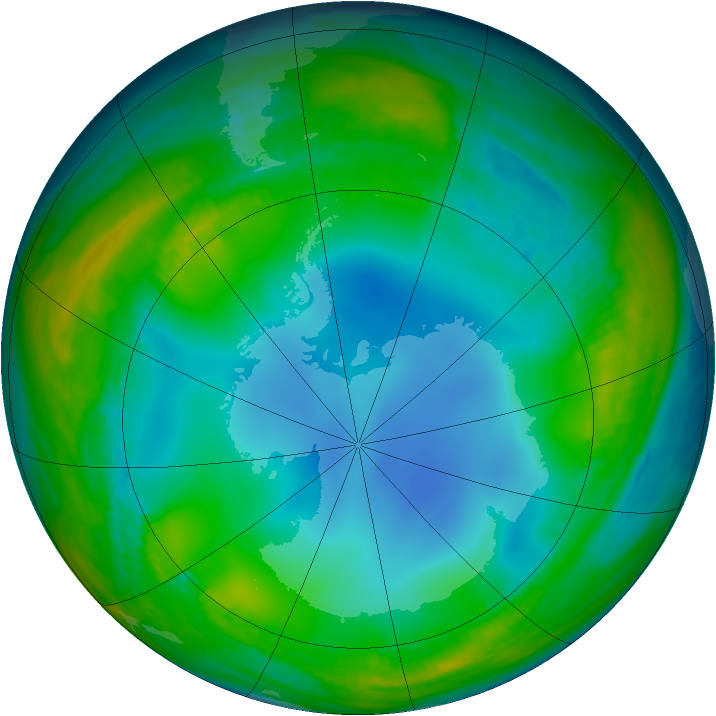 Antarctic ozone map for 01 July 1986